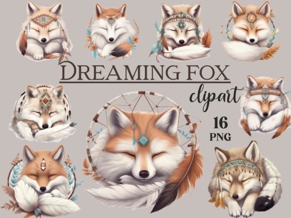 Download Cute Dreaming Fox Boho Clipart - Boho clipart Collection