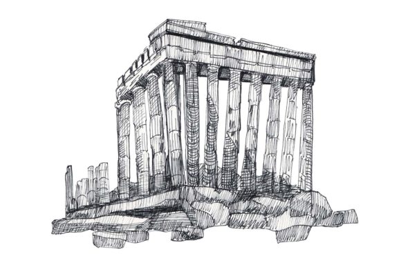 Download Greece Parthenon - Ink Hand-Drawn Sketch - Premium Bundle