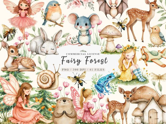 Download Charming Fairy Woodland Animals Clipart - Fairy woodland Collection