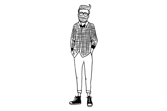 Download Hipster Fashion Sketch. Yound Stylish Ma - Hipster fashion Collection